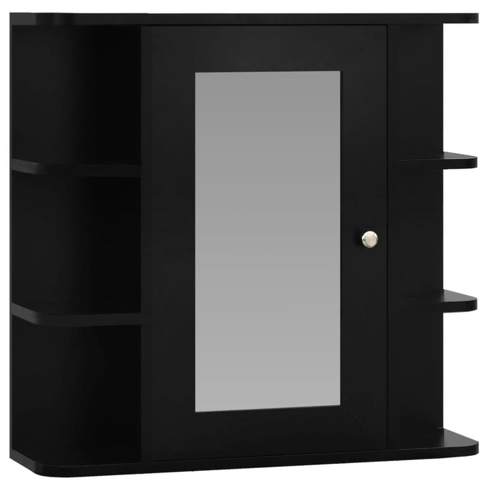 Vidaxl Kúpeľňová skrinka so zrkadlom, čierna 66x17x63 cm, MDF